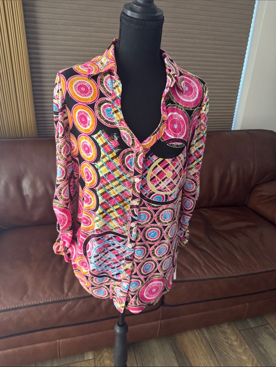Peter Nygard Tops - Peter Nygard Pink Multi-Pattern Button-Up Shirt